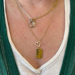 24K Gold 5g Ingot in 14k Yellow Gold Frame Pendant