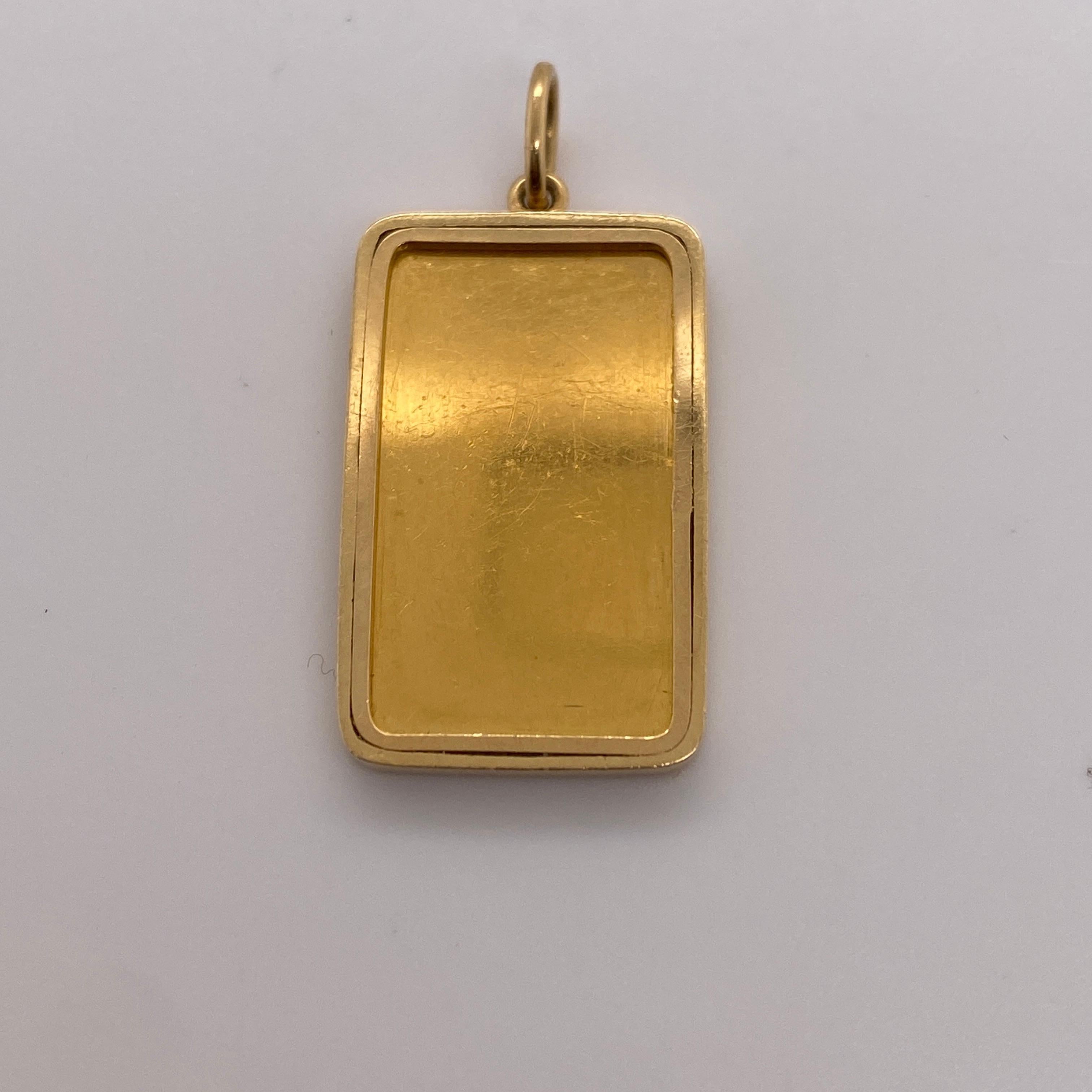 Colgante Lingote de Oro de 24K 5g en Montura de Oro Amarillo de 14k en venta 2