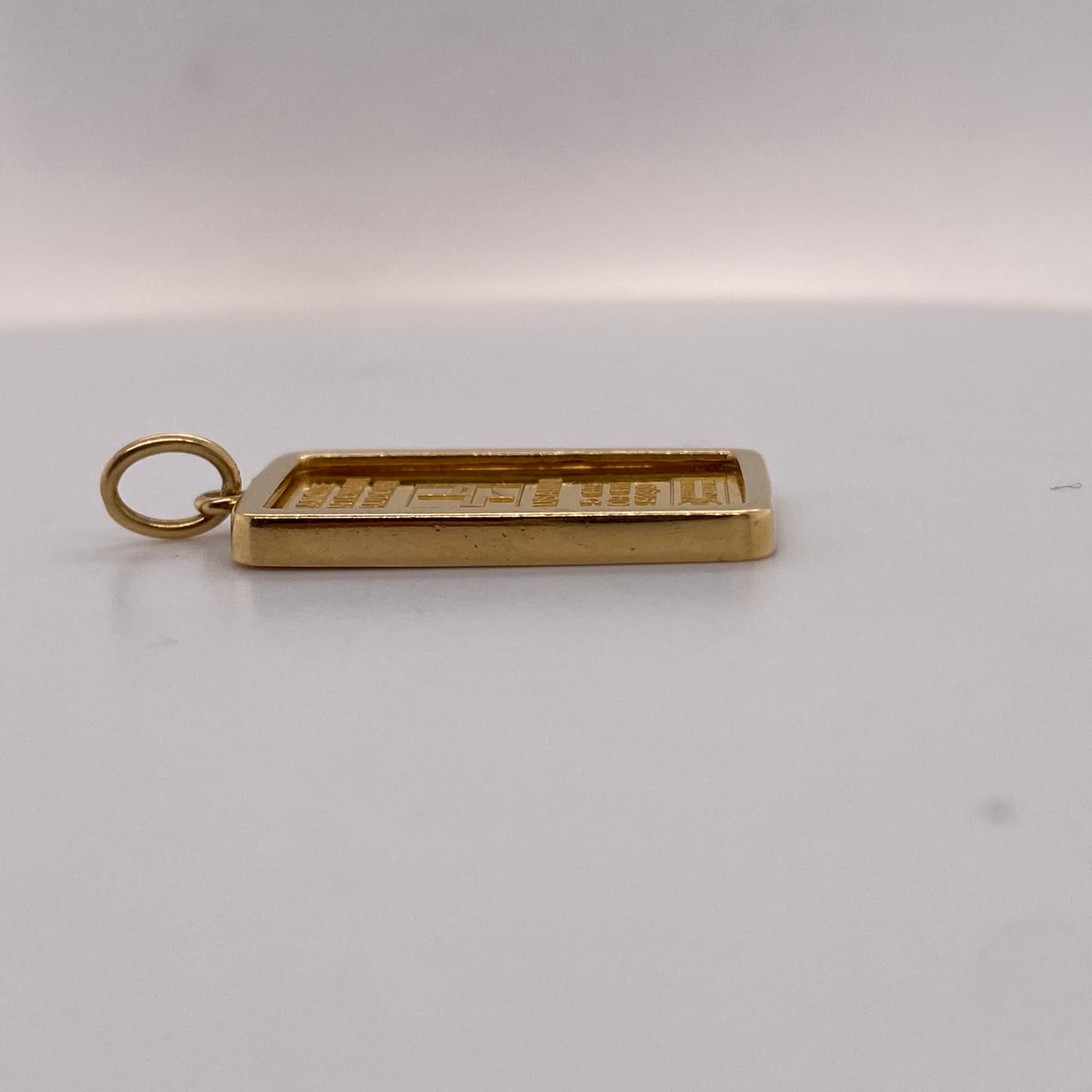 Colgante Lingote de Oro de 24K 5g en Montura de Oro Amarillo de 14k en venta 3