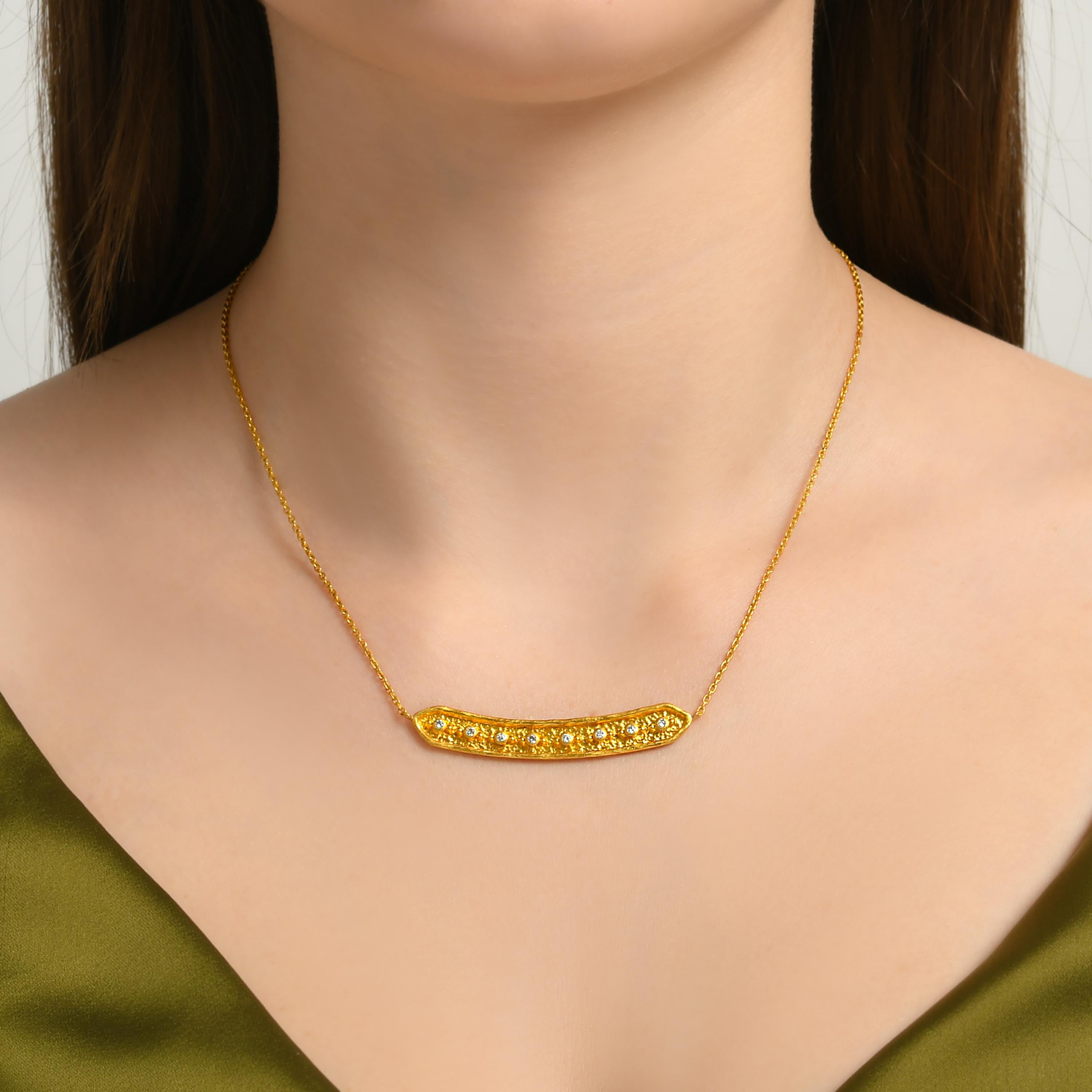 Classical Roman 24k Gold Ancient Style Necklace for Woman with Diamonds For Sale