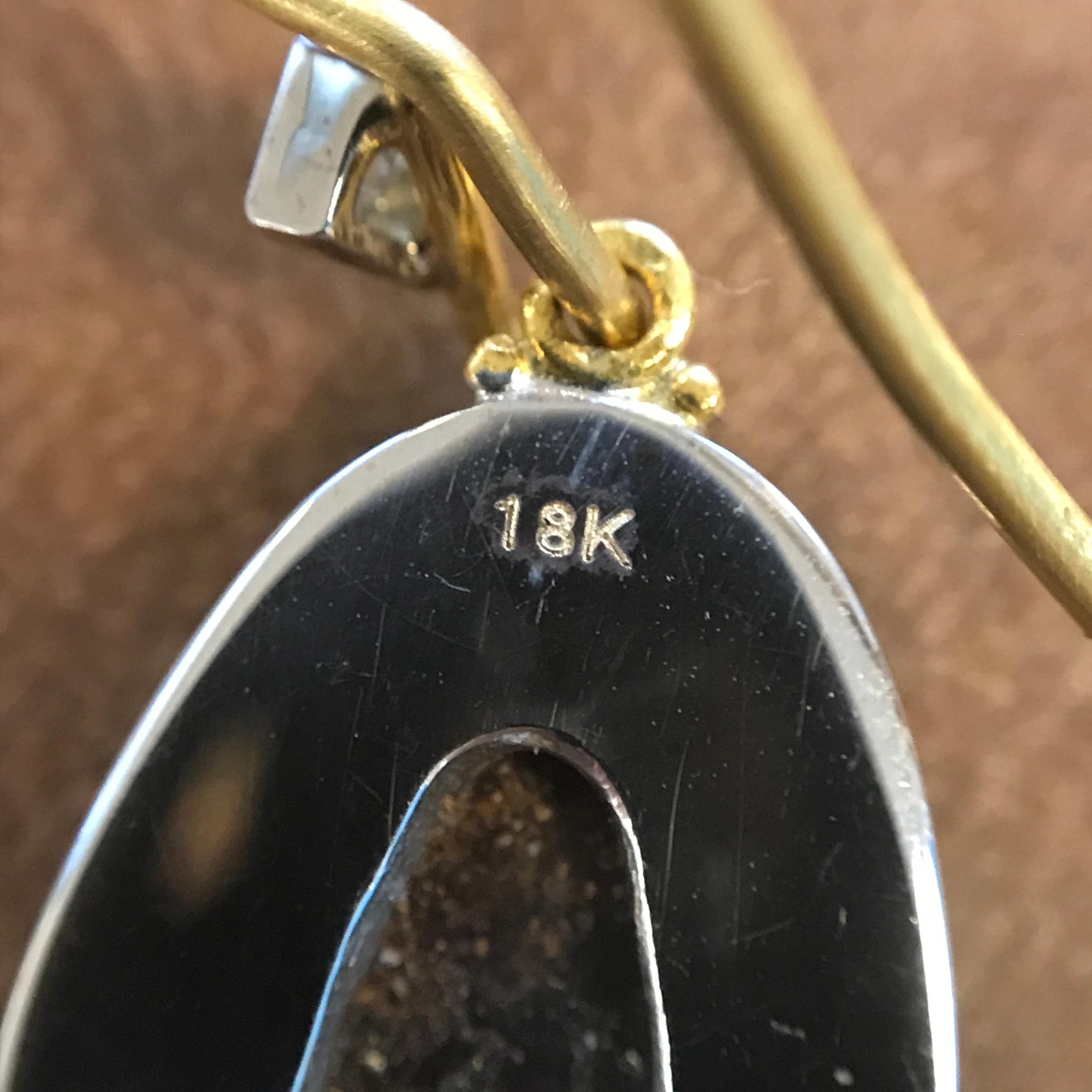 Women's or Men's 24 Karat Gold and 18 Karat White Gold Opal Diamond Ocean Drop Earrings For Sale