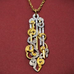 24k Gold and Platinum Clouds Necklace for Woman with Diamonds