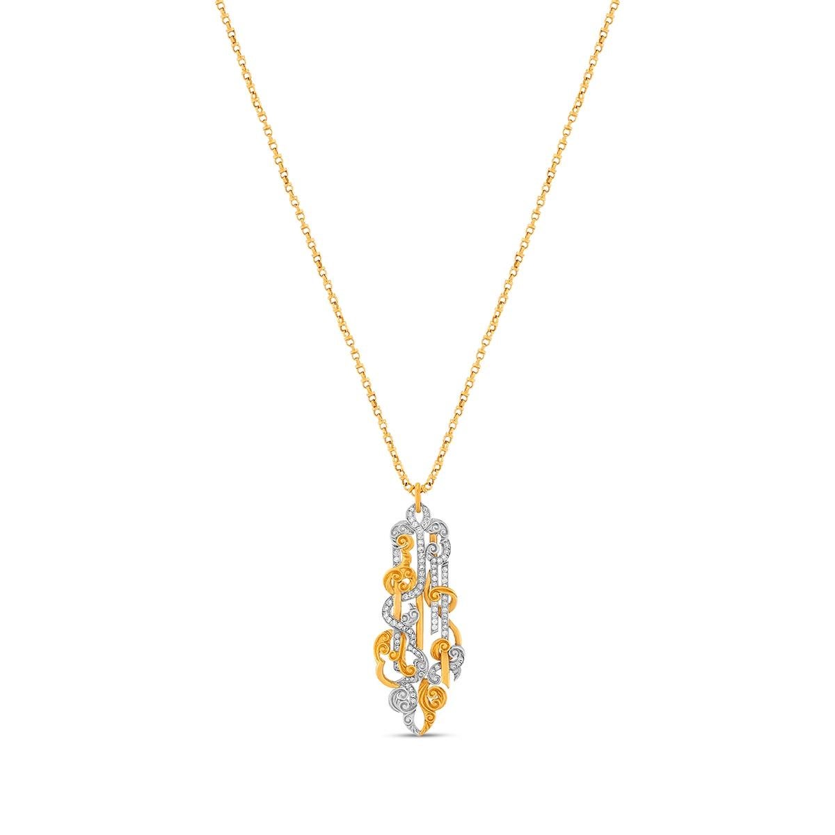 Brilliant Cut 24k Gold and Platinum Clouds Necklace for Woman with Diamonds For Sale