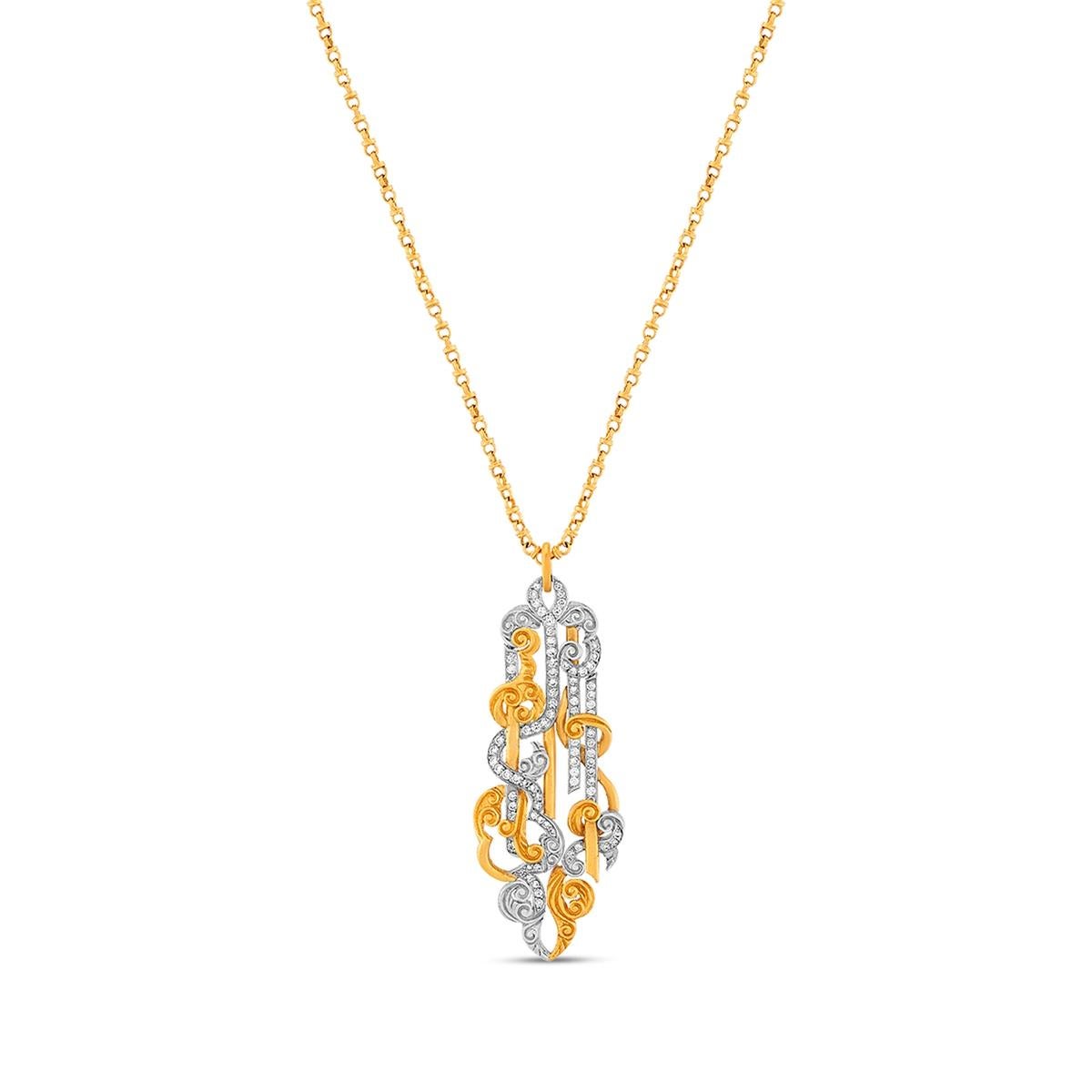 24k Gold and Platinum Clouds Necklace for Woman with Diamonds In New Condition For Sale In İstanbul, TR