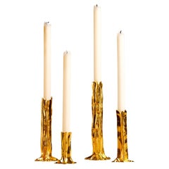 24K Gold Arbor 4 Piece-Set of Candlesticks by Studio Palatin