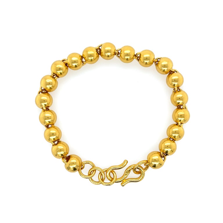 24k Gold Bead Bracelet For Sale at 1stDibs