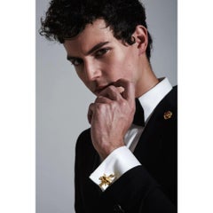 24K Gold-Plated Baroque Bee Cufflinks in Brass by Mordekai