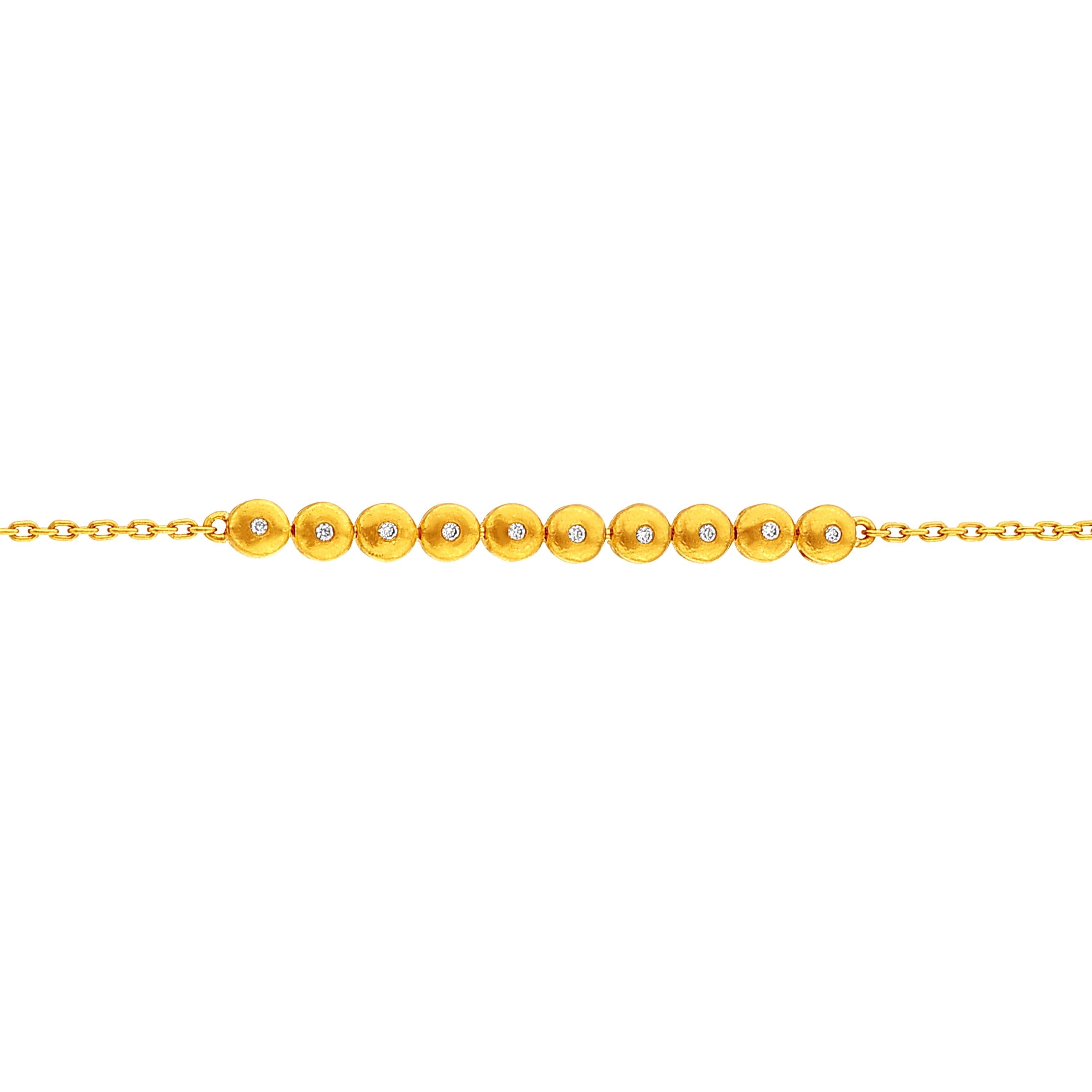 Classical Greek 24k Gold Bracelet for Women with Brilliant-Cut Diamonds For Sale