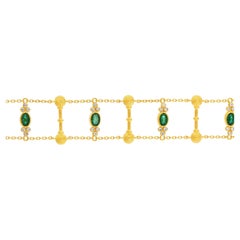 Bracelet en or 24k pour femmes avec émeraudes et diamants