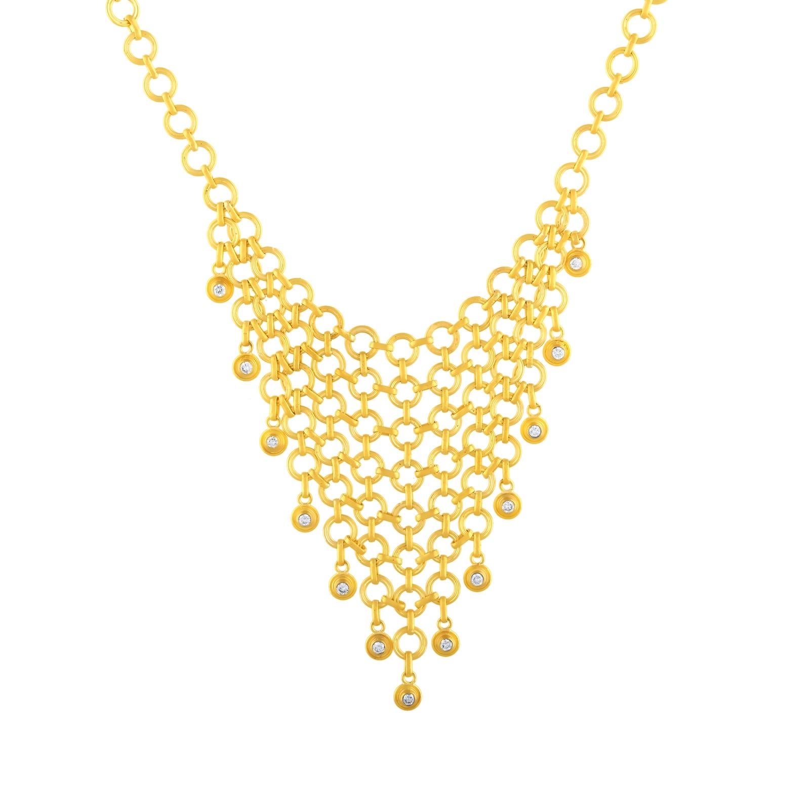24k Gold Chain Necklace for Woman with Diamonds In New Condition For Sale In İstanbul, TR