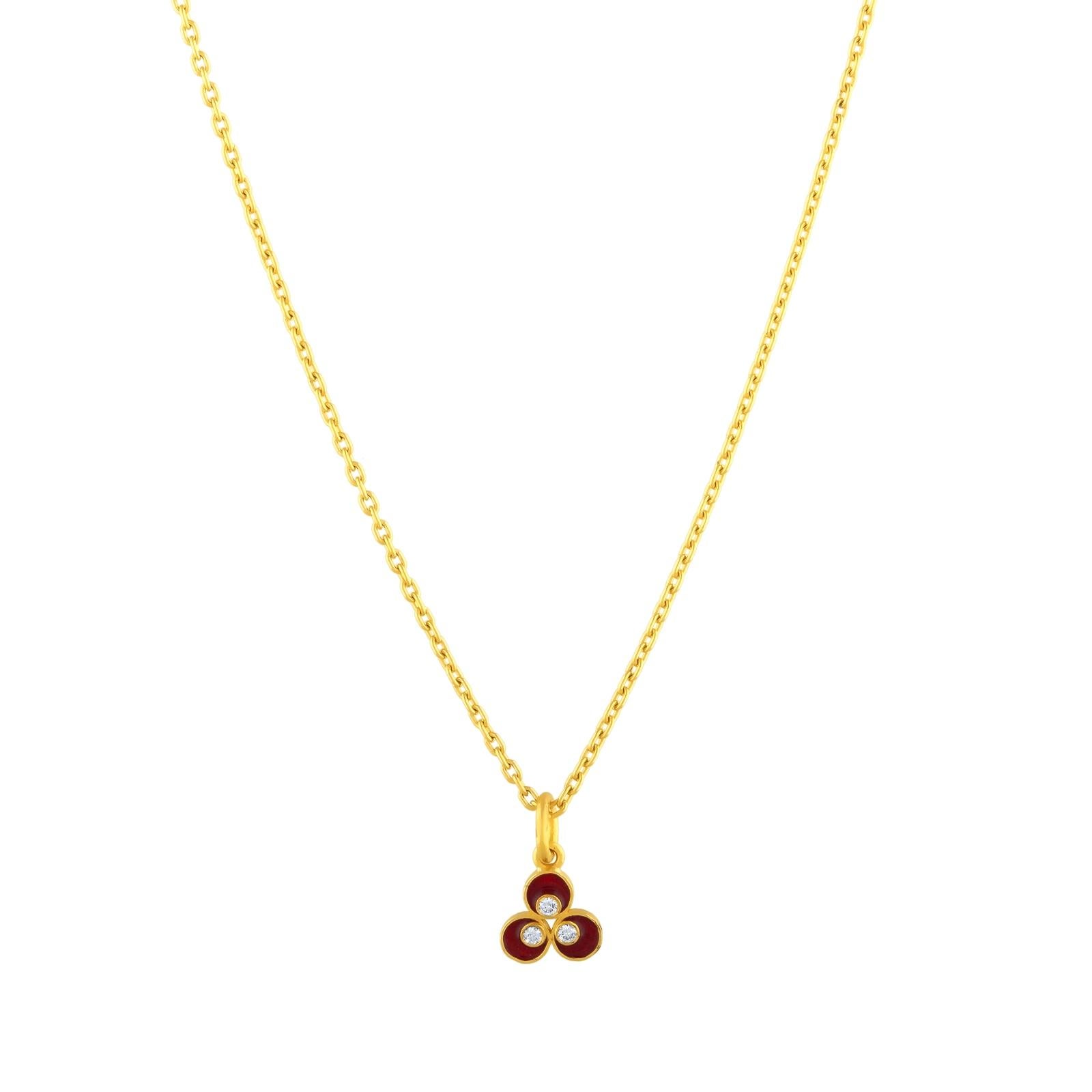 Renaissance 24k Gold Cintemani Pendant for Woman with Red Enamel and Diamonds For Sale