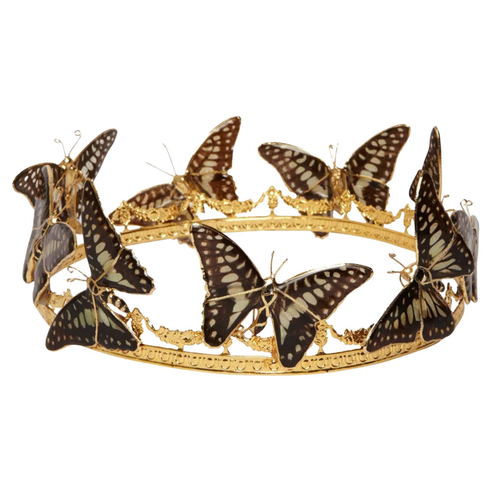 24K Gold Crown and Real Butterflies