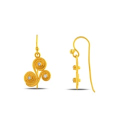 Orecchini pendenti in oro 24k da donna con diamanti taglio Brilliante