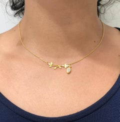 24 Karat Gold Diamond Side Drop Necklace