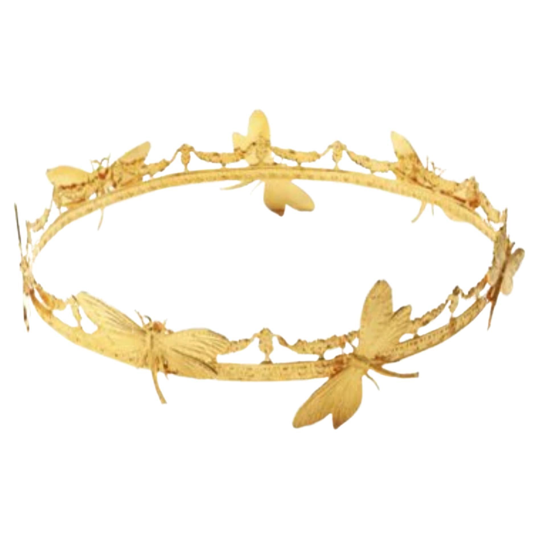 24K Gold Dragonfly Halo Crown For Sale