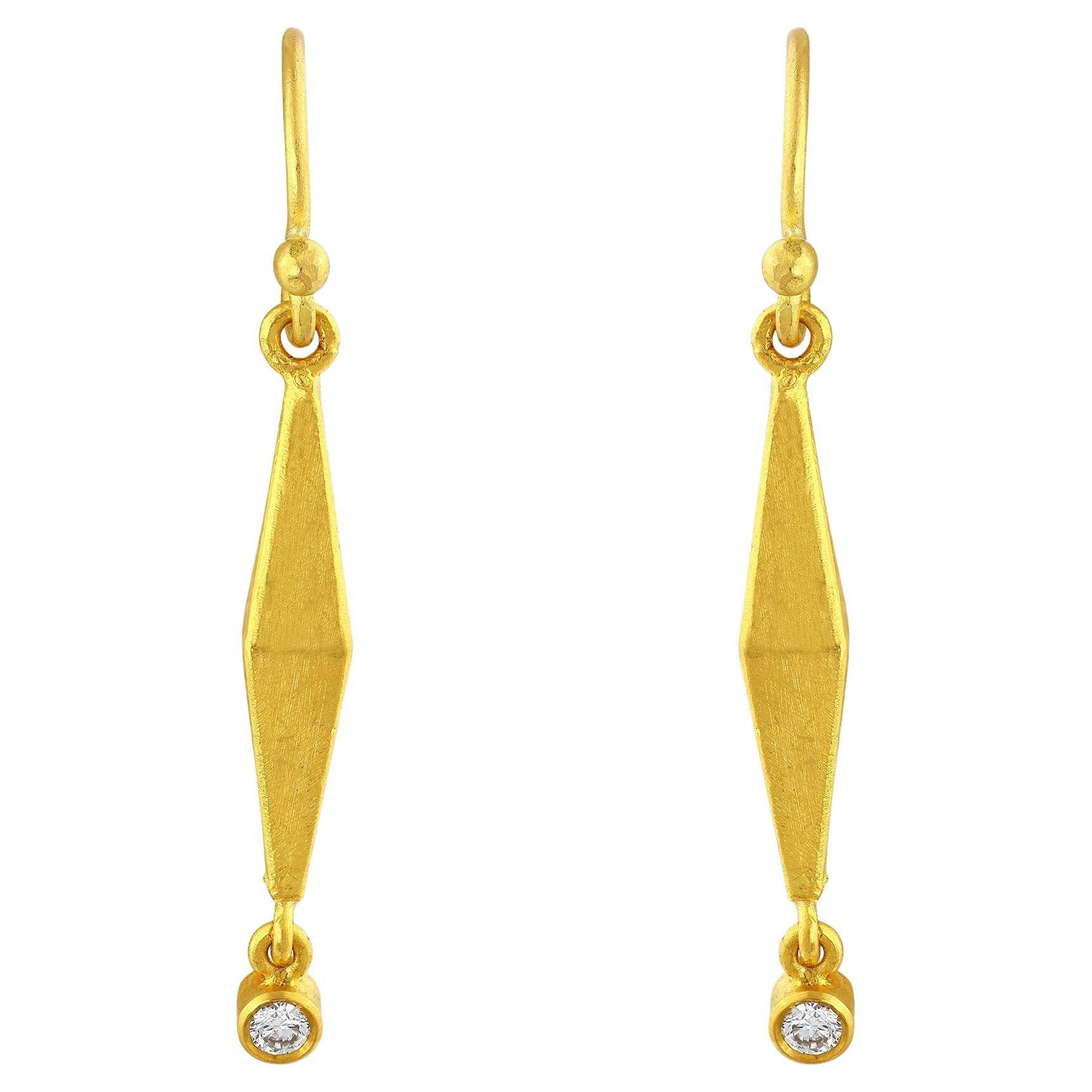 24k Gold Earrings for Women with Brilliant Cut Diamonds
