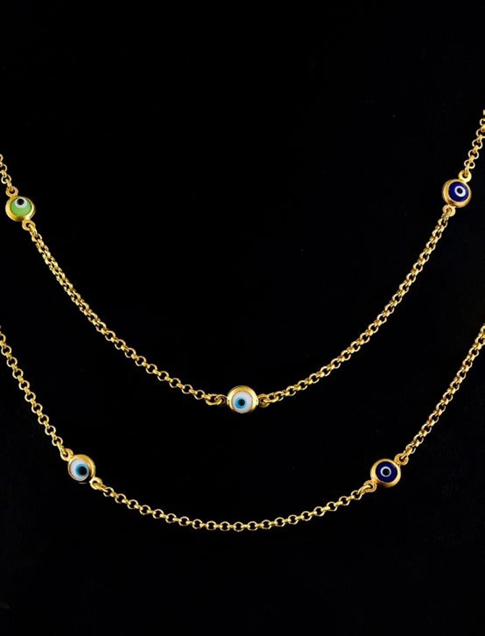 Byzantin Kurtulan Jewellery Collier Evil Eye en or 24 carats et émail d'Istanbul, Turquie en vente