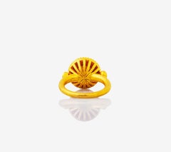 24K Gold Hand Crafted Byzantine Style Rose Cut Diamond Solitaire Ring