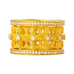24K Gold Hand Crafted Cross Pattern Eternal Band Ring