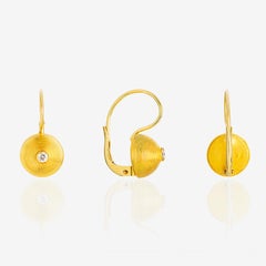 24K Gold Handcrafted Half Ball Diamond Earrings