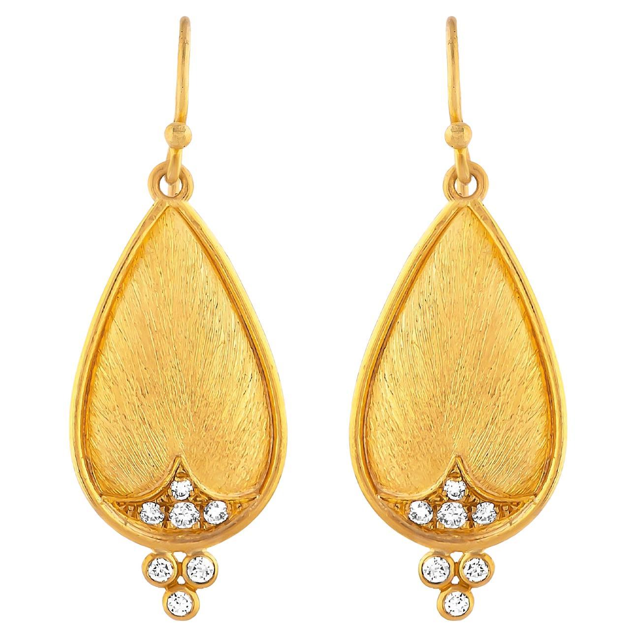 24k Gold Handmade Earrings for Women with Brilliant-Cut Diamonds