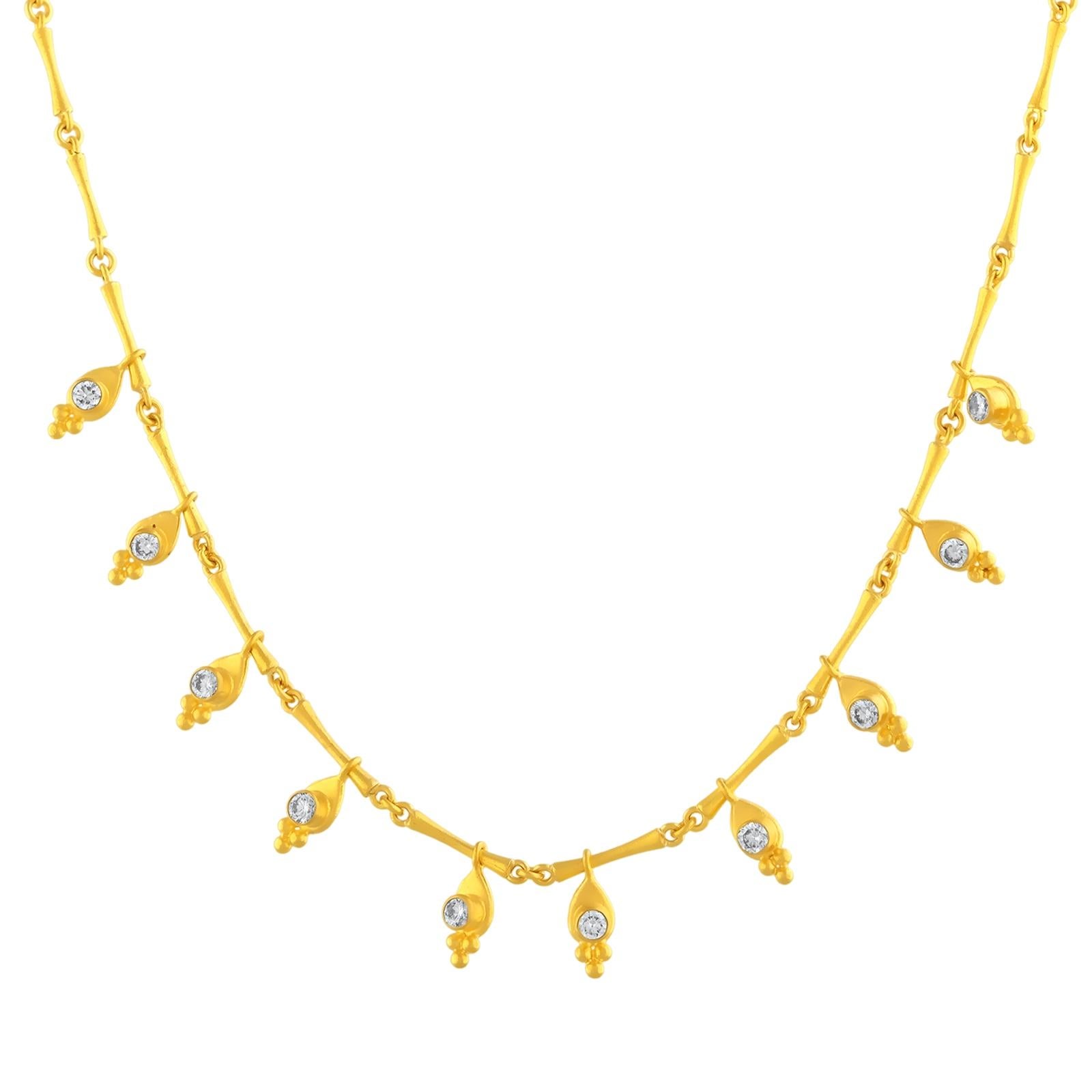 Classical Roman 24k Gold Handmade Necklace for Woman with Diamonds For Sale