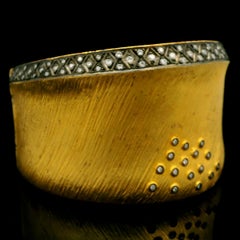 24K Gold "Hanedan" Silver Hinge Bangle Cuff Bracelet with Diamonds by Kurtulan