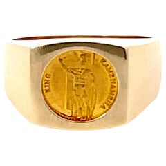 24K Gold Hawaii Coin Ring in 14K Yellow Gold