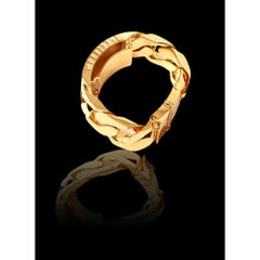 24K Gold Kuban Chain Raised-Id Bracelet