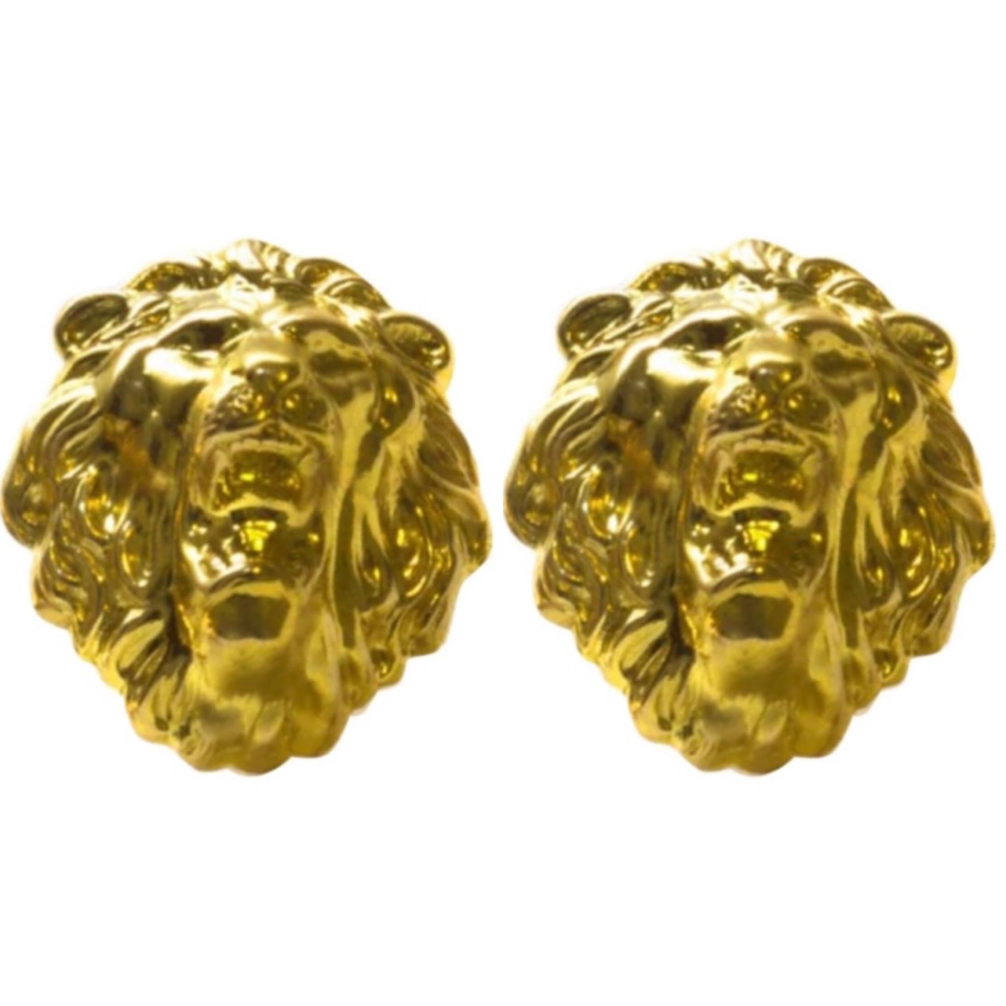 Boutons de manchette du Roi Lion en or 24K plaqué sur laiton Pour femmes en vente