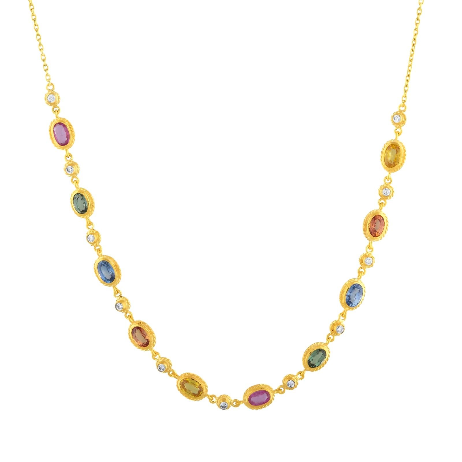 Colorful Sapphires (5.67 Carat) and Diamonds (0.40 Carat)

Crafted with timeless elegance, this 24 karat gold jewelry piece draws inspiration from the ancient civilizations of Anatolia, where empires like the Greeks, Romans, Byzantines, and Ottomans