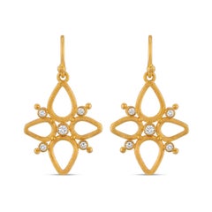 24k Gold Northern Star Earrings for Woman with Diamonds