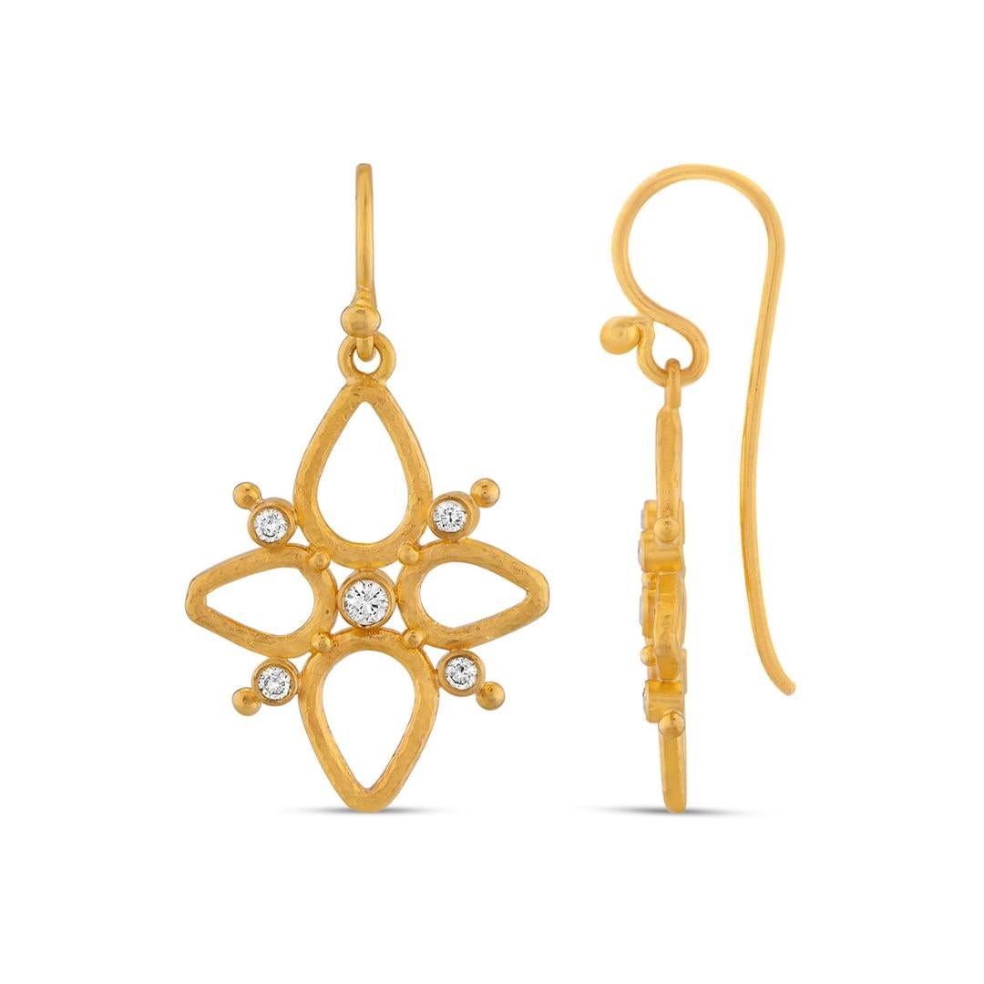 Romano classico Orecchini Stella Polare in oro 24k per donna con diamanti in vendita