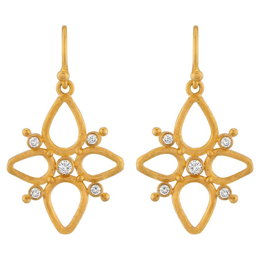 24k Gold Northern Star Earrings for Woman with Diamonds