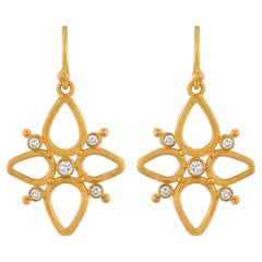 24k Gold Northern Star Earrings for Woman with Diamonds