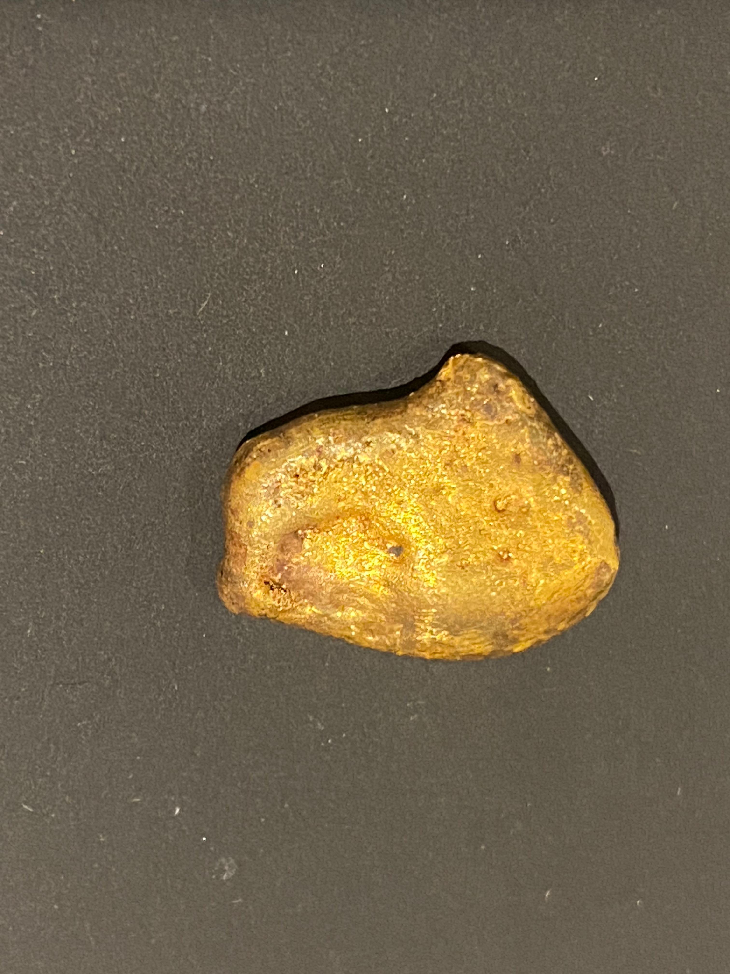 Pepita d'oro 24K da 10,3 grammi. Victoria centrale, Australia. 18 mm x 15 mm. In condizioni ottime in vendita a MELBOURNE, AU