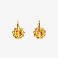 24K Gold Ottoman Style Rose form Rose Cut Diamond Earrings