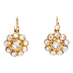 24K Gold Ottoman Style Rose form Rose Cut Diamond Earrings