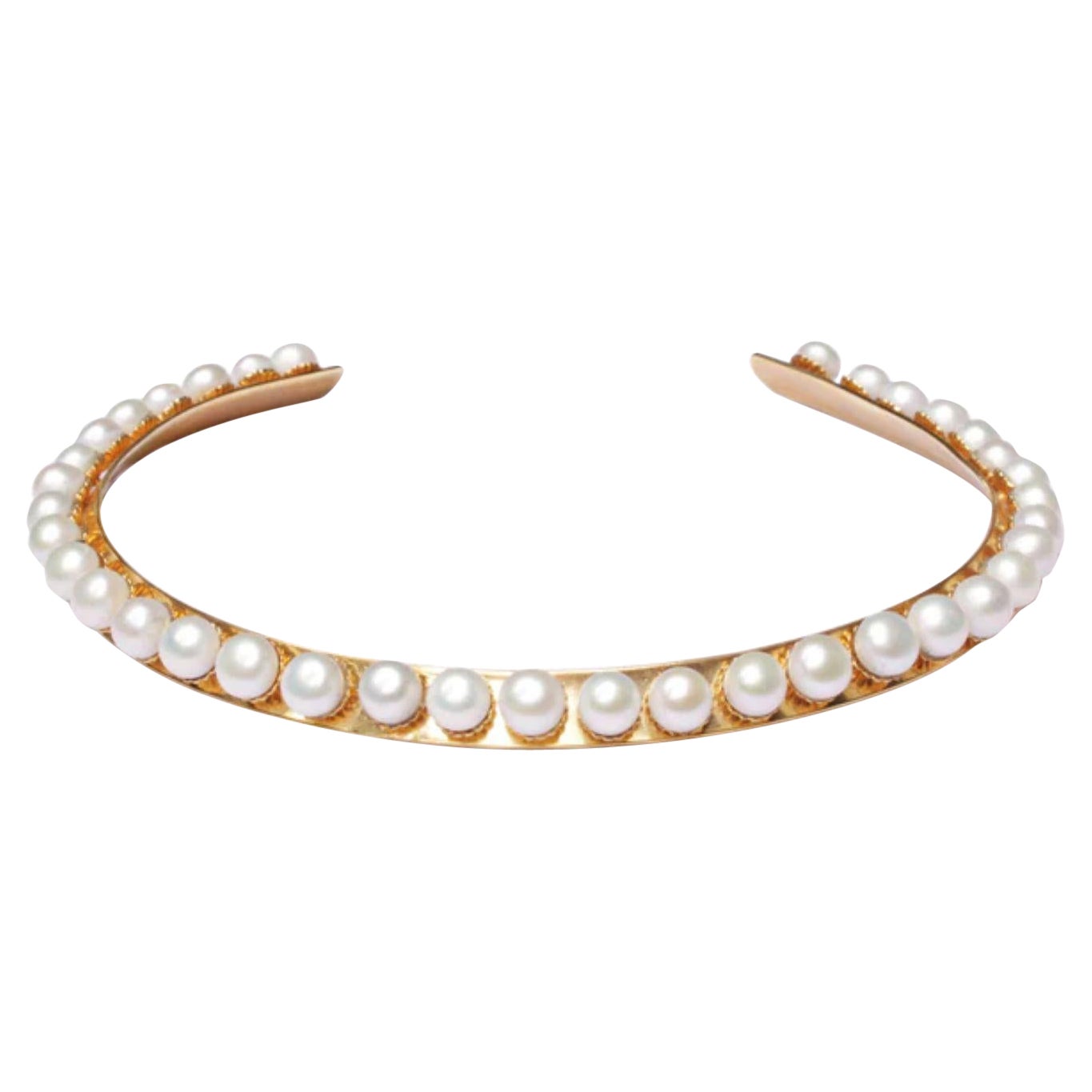 Collier ras du cou en perles plaquées or 24K sur laiton