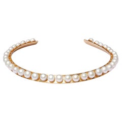 Collier ras du cou en perles plaquées or 24K sur laiton