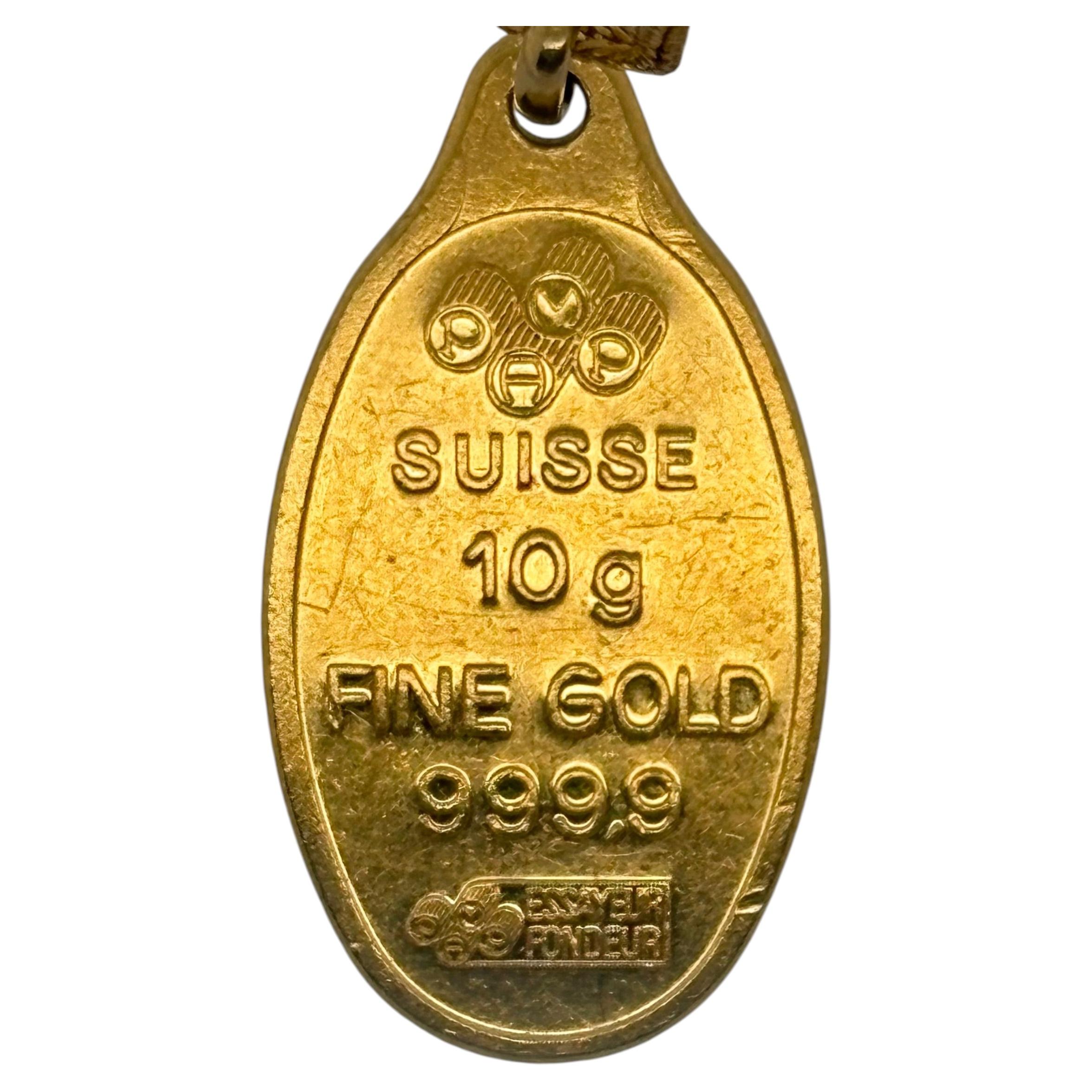 24K Gold Pendant, Chain, 18.38g For Sale