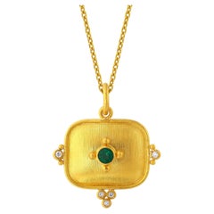 24 Karat Gold-Anhänger für Damen mit Smaragd und Diamanten