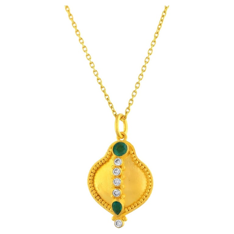 Collier En Or 24 Carats Avec Diamants - Marque ASCALIDO, Style Belcher, Pendentif Rond, Neuf Avec étiquettes