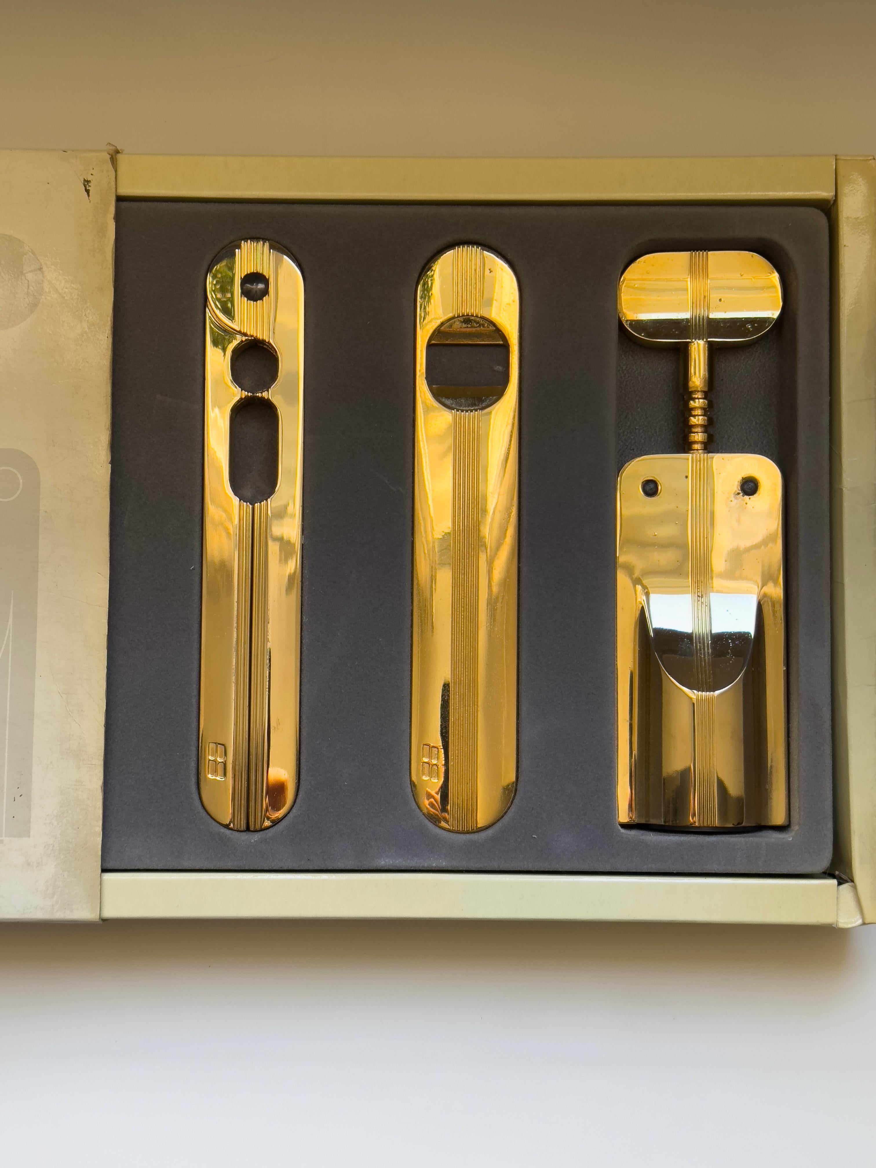 Juego de bebidas chapado en oro de 24 quilates diseñado por Pino Spagnolo para Biesse, Italia 1978 en venta 13
