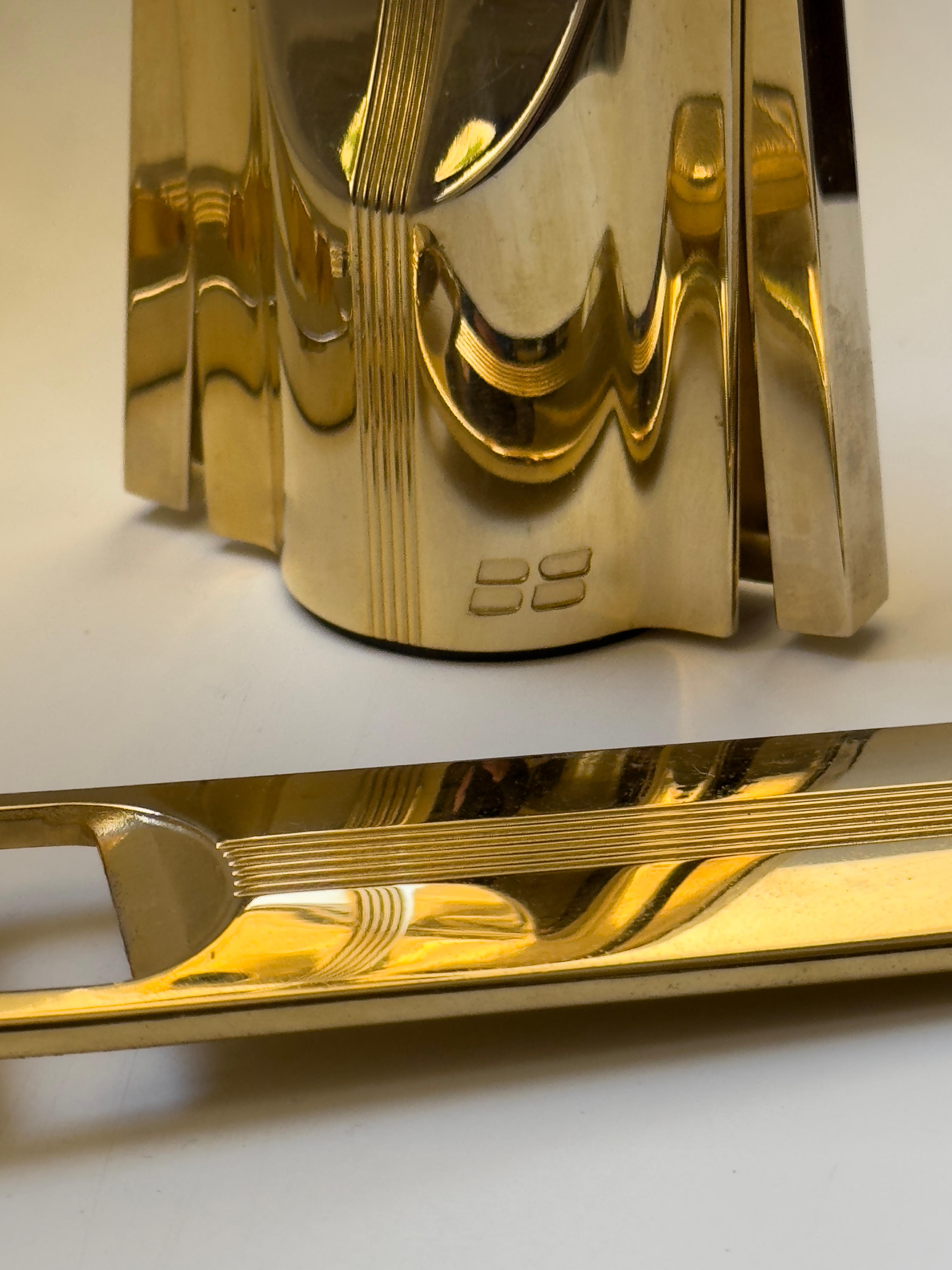 Juego de bebidas chapado en oro de 24 quilates diseñado por Pino Spagnolo para Biesse, Italia 1978 Metal en venta