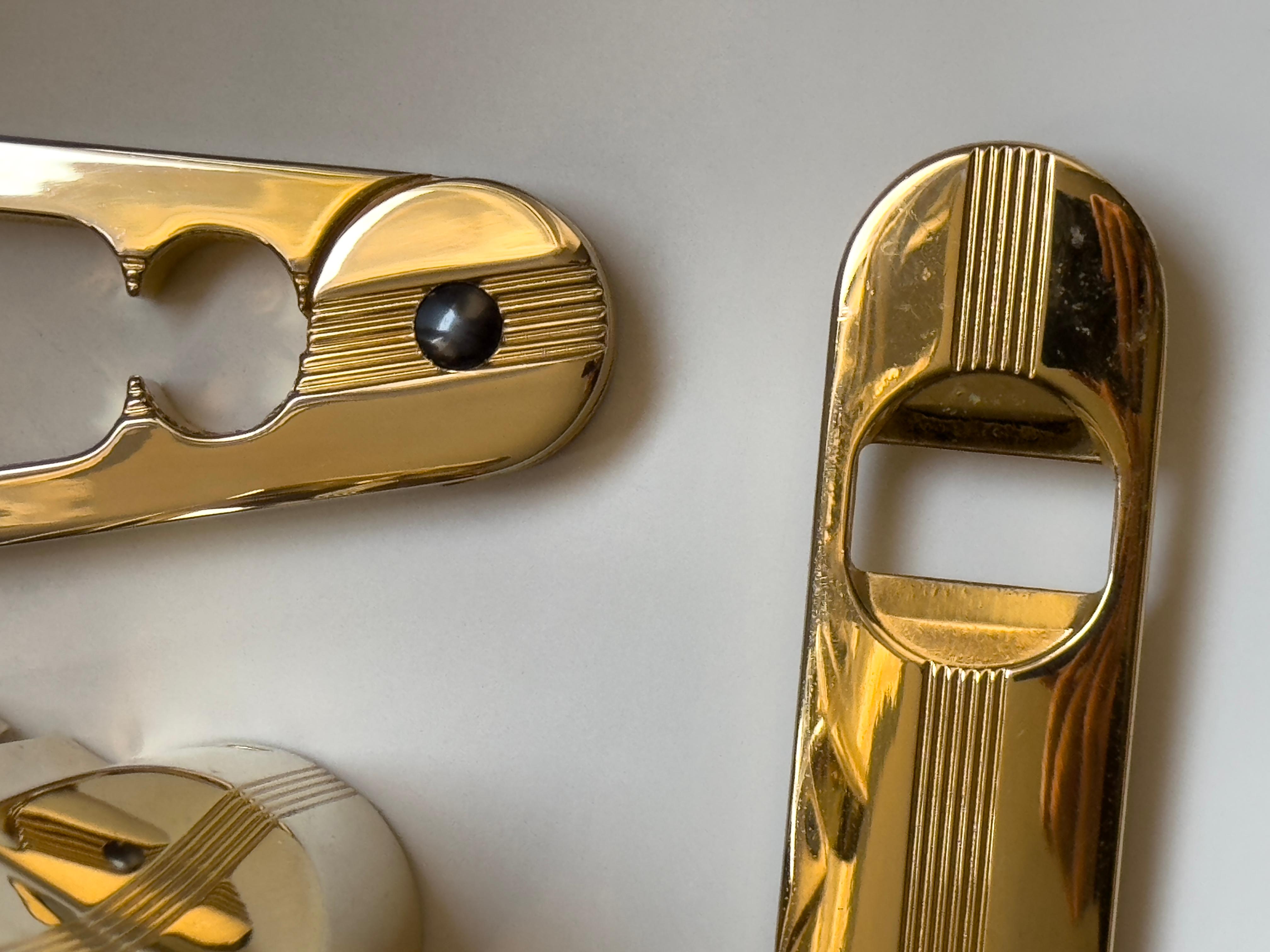 Juego de bebidas chapado en oro de 24 quilates diseñado por Pino Spagnolo para Biesse, Italia 1978 en venta 2