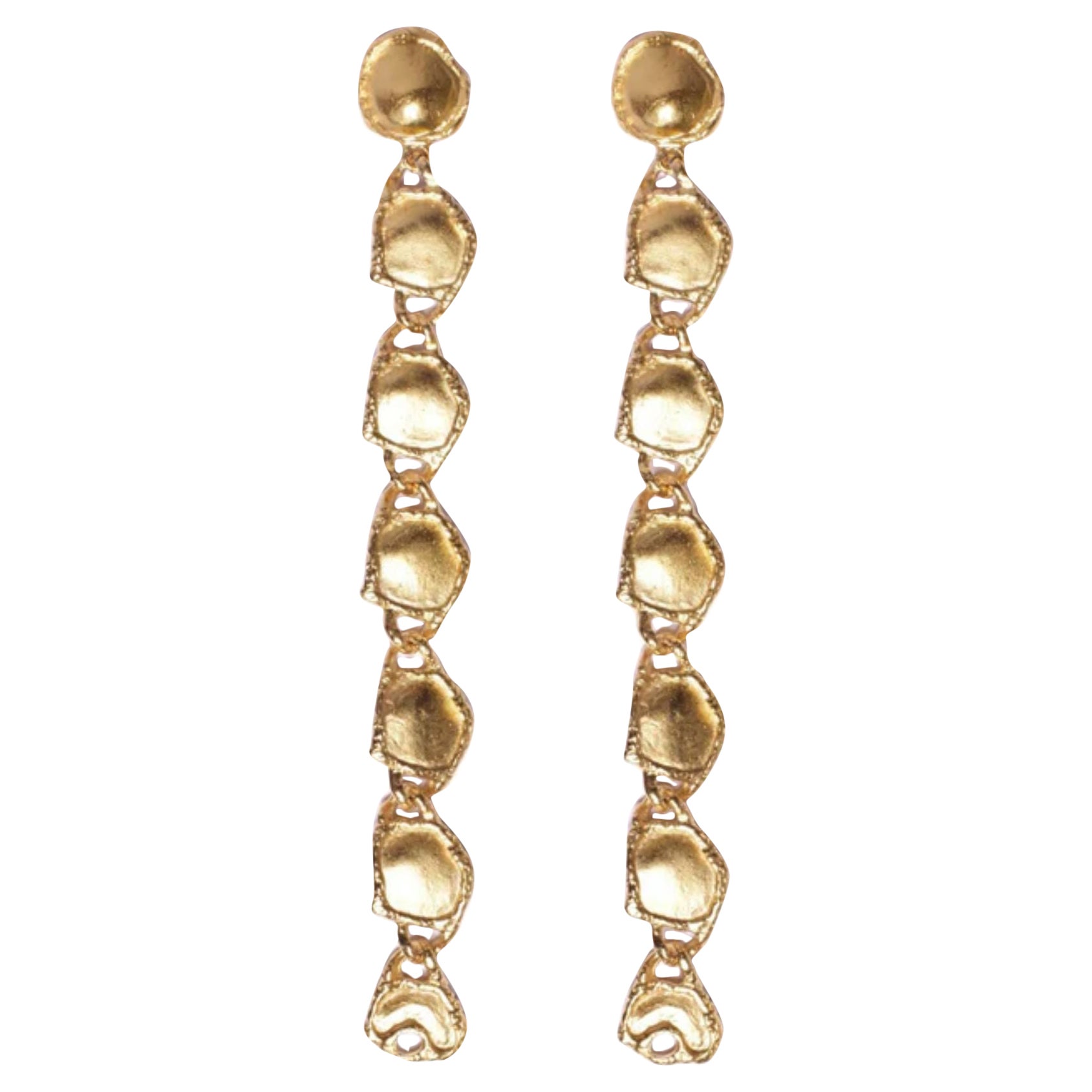 Boucles d'oreilles longues en plaqué or 24K sur étain