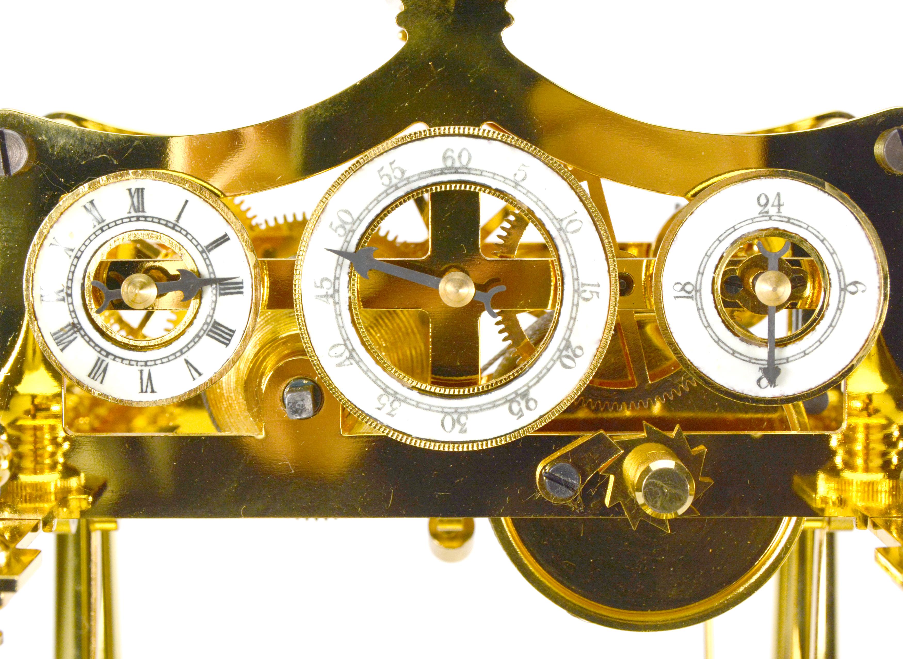 24K Gold Plated Miniature 8 Day English William Congreve Rolling Ball Clock For Sale 5