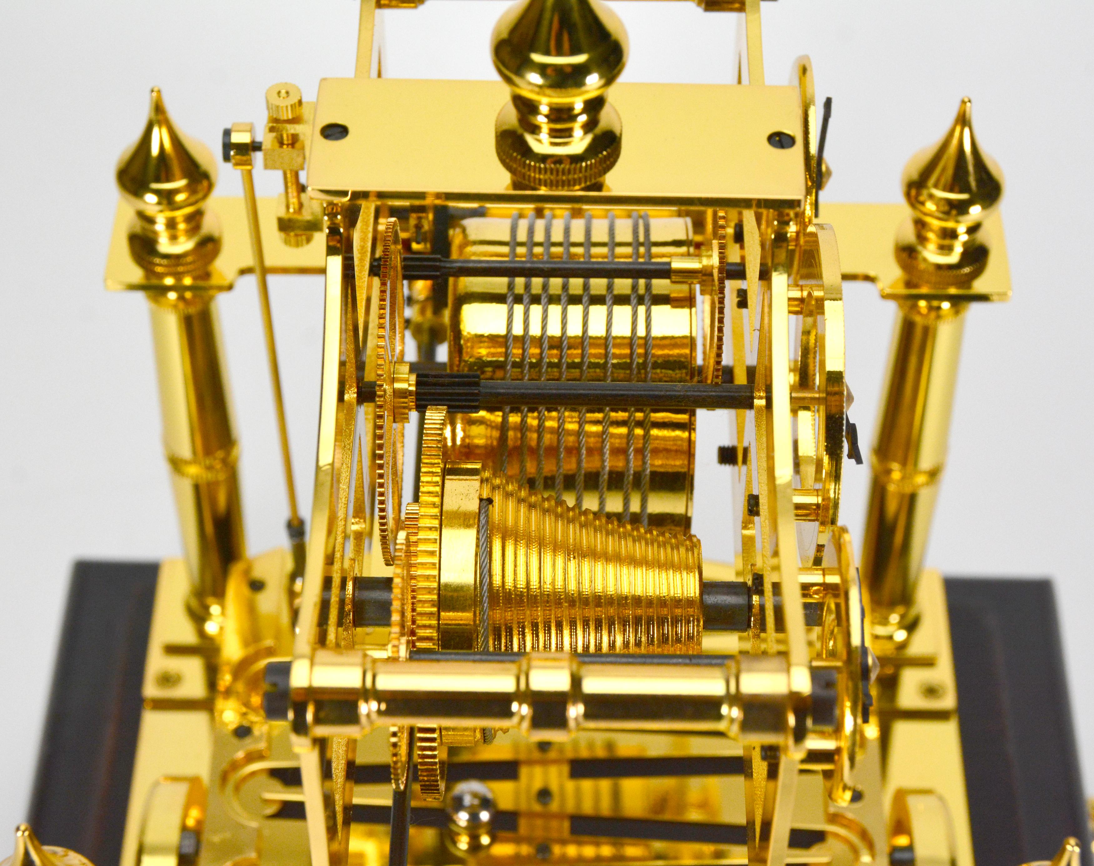24K Gold Plated Miniature 8 Day English William Congreve Rolling Ball Clock For Sale 6