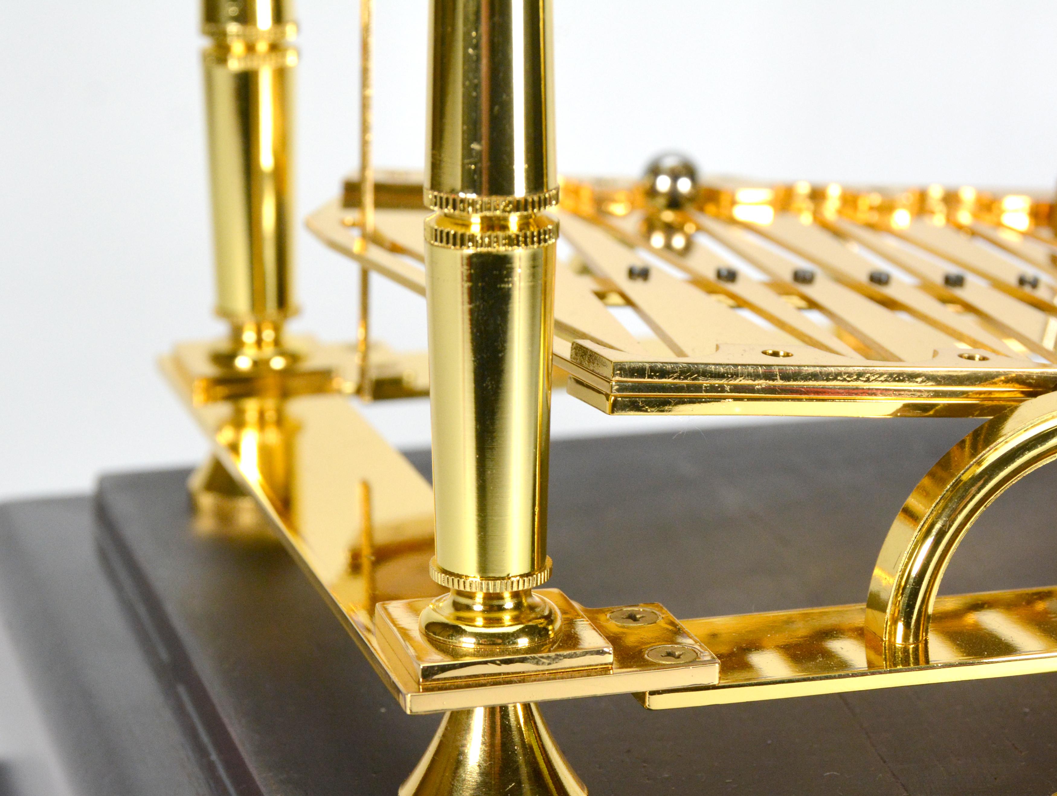 24K Gold Plated Miniature 8 Day English William Congreve Rolling Ball Clock For Sale 9